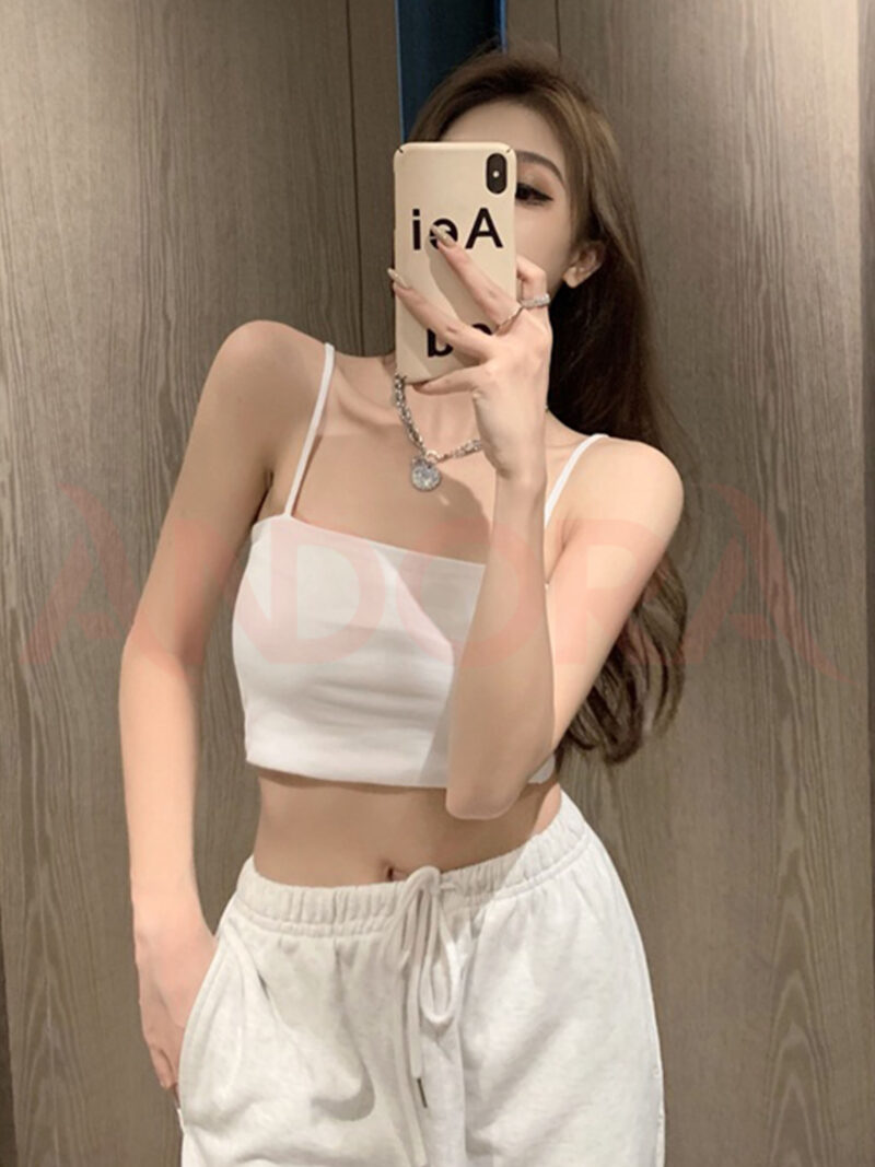 Áo hai dây croptop nữ ôm body thun gân 100% cotton - A0107T - Ảnh 2