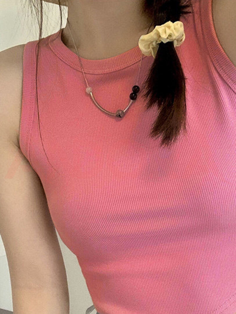 Áo croptop ba lỗ nữ ôm body chất thun gân, kiểu áo crt cổ tròn - A0110T - Ảnh 1 - Màu hồng